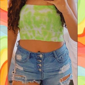 Tube top tie dye green